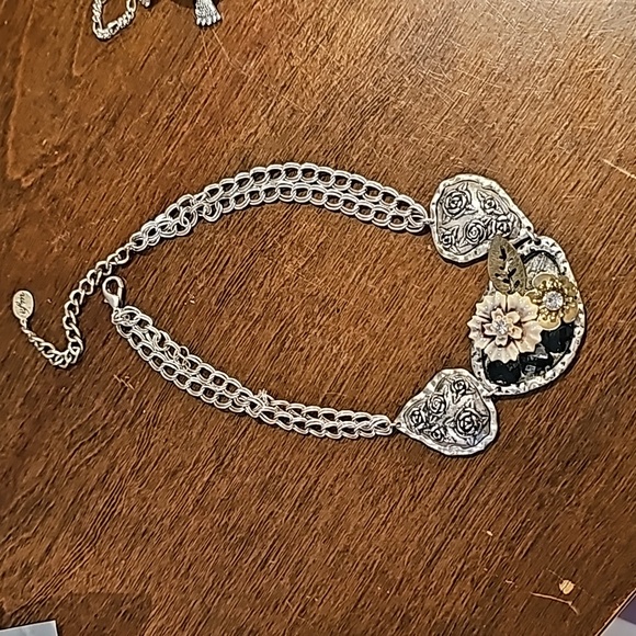 STUNNING VINTAGE EFM FLORAL choker chain necklace - Picture 3 of 8